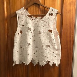 White Floral Patchwork Top